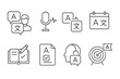 © Tanya - Language Course Icons. Line style icons of language courses: multilingual support, voice recording, translation tool, language