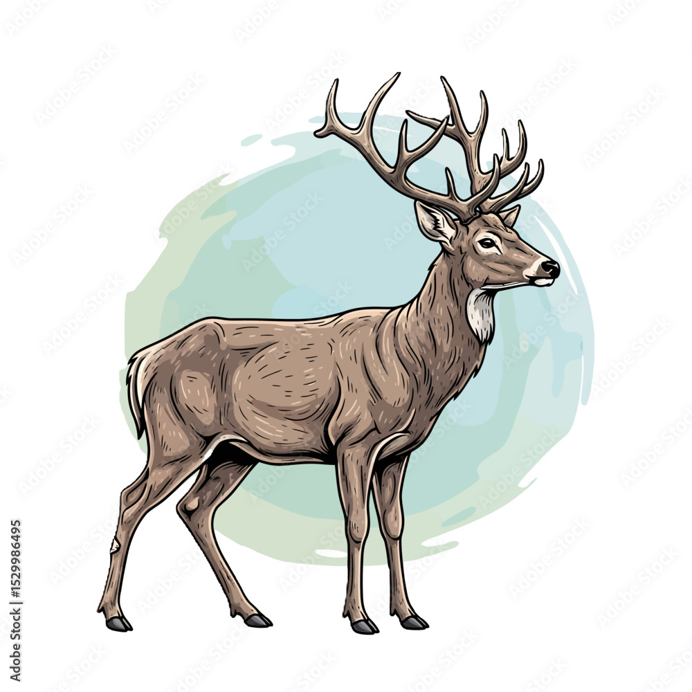 Majestic deer illustration isolated on white background Stock Vector ...