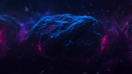 Wall Mural - Asteroid drifting through vibrant colorful outer space nebula.