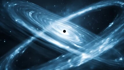 Wall Mural - animation of a rotating black hole with glowing accretion disk in space.