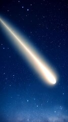 Wall Mural - Bright meteor streak falls through a vibrant starlit night sky with colorful clouds on the horizon.