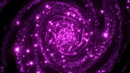 Wall Mural - purple glowing spiral galaxy animation with rotating star clusters.
