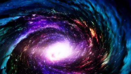 Wall Mural - Magnificent spiral galaxy with a bright center swirling in deep cosmic space, illuminated with stellar flares and nebulae.