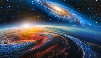 Wall Mural - explore a vibrant cosmic realm filled with swirling galaxies and stunning celestial bodies