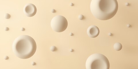 Wall Mural - a soft beige background with floating white spheres of varying sizes and recessed centers