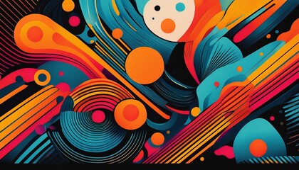 Wall Mural - vibrant abstract pattern with bold shapes and lines