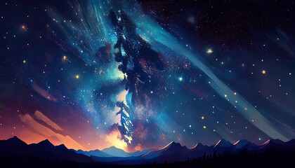 Wall Mural - night starry sky background