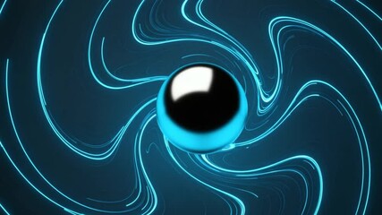 Wall Mural - Abstract futuristic sphere rotating in a vortex of energy, neon lines, blue light