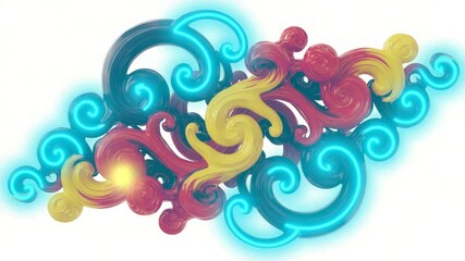 Wall Mural - abstract animated colorful shapes with bright glowing light effects background