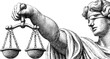 © Artem - Blindfolded justice holding scales and gavel - dotwork representation of law and balance