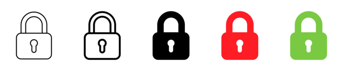 Fototapete - lock icon collection set locked icon symbol unlocked sign , security icon . open and closed padlock icon