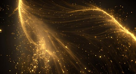 Wall Mural - gold particle motion in a black background ultra slow motion studio shot 4k