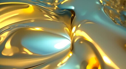 Wall Mural - gold fluid in a soft blue background zoom in imitating the sun in the sky artistic 2 gold abstract f