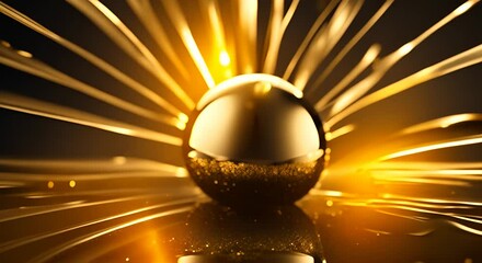 Wall Mural - a radiant drop of gold essence on a black background montage gold liquid movement suitable for skinc