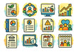 © Дар'я Солтис - Colorful business icons representing growth, analytics, and team collaboration