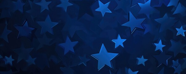 Poster - blue star pattern background, flat vector illustration with copy space dark blue color scheme genera