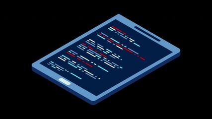 Wall Mural - isometric smartphone animation. simple flat isometric phone. smartphone device isometric technology.