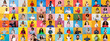© Prostock-studio - A colorful collection showcases diverse individuals expressing happiness and connection. This portrait set highlights multiracial faces celebrating unity in a bright, cheerful atmosphere.
