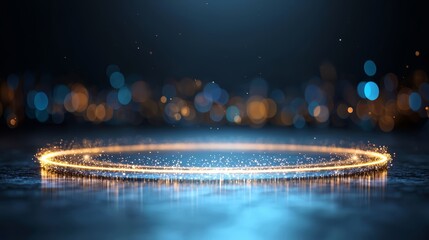 Wall Mural - blue and orange circle with a lot of sparkles in it. the circle is surrounded by a blue background