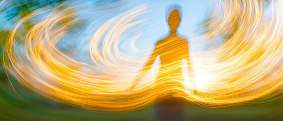 Wall Mural - Abstract art with a person's silhouette. AI.