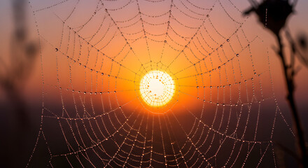 sunset in spider web