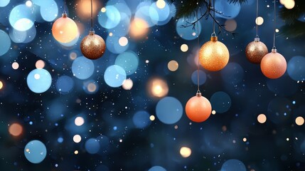 Wall Mural - Christmas tree with many ornaments hanging from it. The ornaments are of different colors and sizes, and they are all hanging from the branches of the tree. The scene is bright and festive