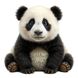 Adorable baby panda cub sitting isolated on a white background ai generated png