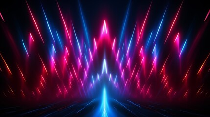 Wall Mural - colorful, neon-lit background with a blue arrow pointing to the right. the image has a futuristic, e
