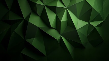 Wall Mural - green background with triangles and squares. the background is dark and the shapes are sharp. the im