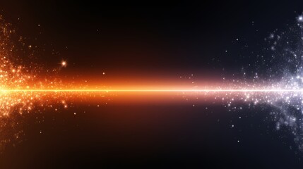 Wall Mural - long line of bright orange and blue lights with a dark background. the lights are scattered all over