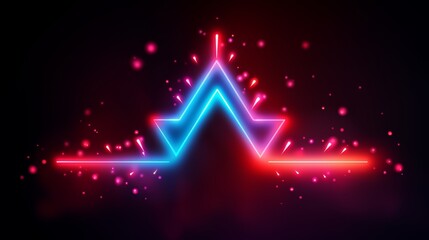 Poster - neon sign with a red and blue star. the sign is lit up and has a glowing effect