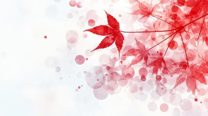 Wall Mural - red leaf with white background. the leaf is surrounded by red circles