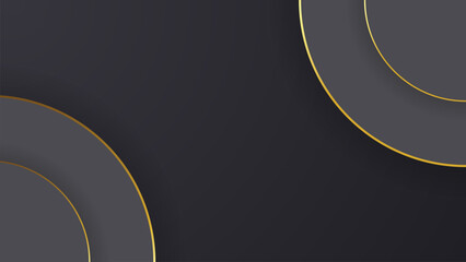 Abstract curve shape black and gold lines luxury background