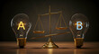 © Ahmed - Weighing the Options A and B Ideas on the Scales of Justice