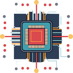 abstract technology background with a vector illustration of a computer and modern digital elements 
