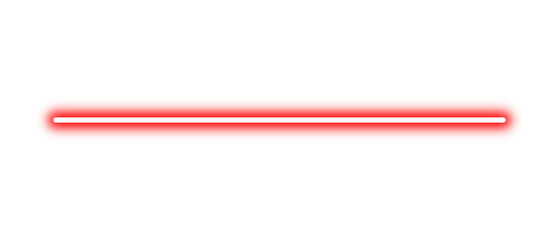 Red neon line glowing isolated on transparent black background. Futuristic neon light stripe, glow sparkle effect, glowing line element, blur light trail. PNG design element