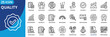 © Uniconlabs - quality icon set collection in outline style. an icon pack contain standard, excellence, consistency, improvement, control, accuracy, efficiency, performance, reliability, measurement