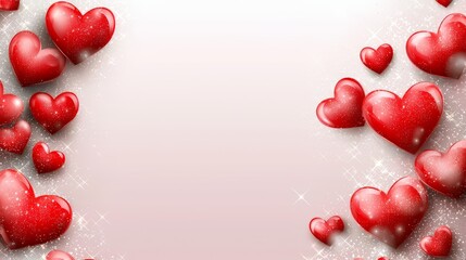 Wall Mural - white background with a red heart on it. the heart is surrounded by other red hearts. concept of lov
