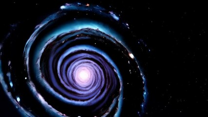 Wall Mural - Vibrant cosmic spiral galaxy with bright center in dark space, outer arms composed of stars and nebulae