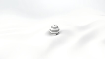 Canvas Print - gray and white striped sphere on undulating white surface abstract minimalist 3 d render ball globe