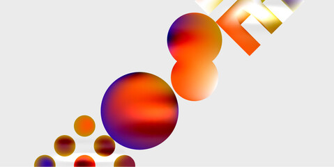 Aufkleber - Abstract spheres, vibrant colors, dynamic composition. Gradient hues create visual flow, modern design elements present.