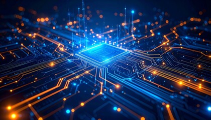Computer chip with digital circuit board.