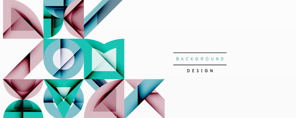 Fototapete - Abstract geometric shapes, pastel colors, modern design. Clean composition, vector illustration, background element. Minimalist style, visual texture.