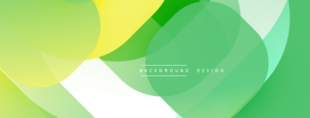 Leinwandbilder - Abstract green background. Overlapping shapes create modern, dynamic visual effect. Soft gradients, smooth transitions present clean aesthetic.