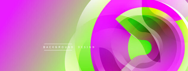 Leinwandbilder - Abstract vibrant design features flowing shapes, pinks, greens. Modern background with layered translucent elements, dynamic composition.