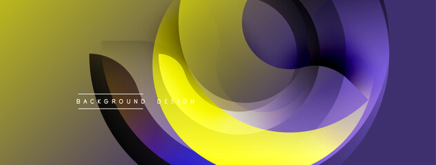 Leinwandbilder - Abstract design features overlapping colorful shapes. Yellow, purple, black gradients create dynamic visual effect. Modern background texture.