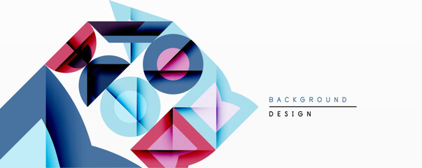 Aufkleber - Abstract geometric shapes overlap, creating dynamic composition. Blue, pink, navy hues dominate design. Minimalist style suggests modern aesthetic, clean background.