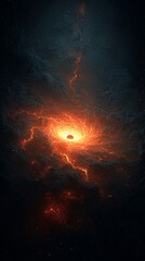 Wall Mural - Fiery cosmic vortex nebula space galaxy stars