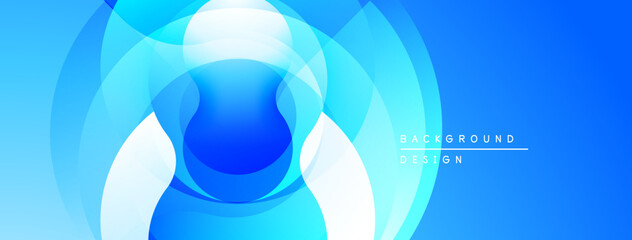Aufkleber - Abstract blue design. Overlapping circles create dynamic visual effect. Smooth gradients, modern aesthetic. Bright, clean composition.