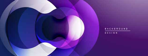 Aufkleber - Abstract fluid shapes, purple hues, overlapping circles create dynamic background. Modern design, smooth gradients present visual harmony.
